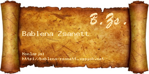 Bablena Zsanett névjegykártya